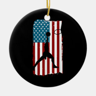 Ornamento De Cerâmica Bandeira Americana dos EUA Basquete Atleta Patriót