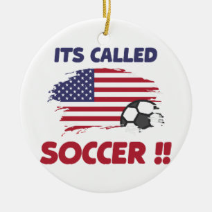 Ornamento De Cerâmica Bandeira americana engraçada chamada SOCCER e não