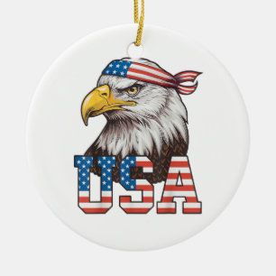 Ornamento De Cerâmica Bandeira Americana EUA Homens Mulheres Crianças Ág