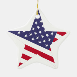 Ornamento De Cerâmica Bandeira Americana Moderna Stars Red White Blue