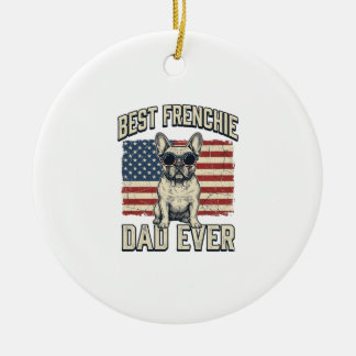 Ornamento De Cerâmica Bandeira Americana Papai Frenchie Vintage
