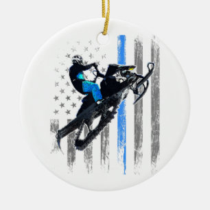 Ornamento De Cerâmica Bandeira Americana Snowmobile Shirt Men Snowmobile