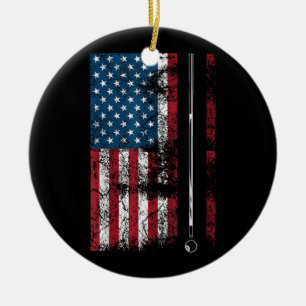 Ornamento De Cerâmica Bandeira Americana Taco de Bilhar Jogo de Mesa Div