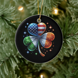 Ornamento De Cerâmica Bandeira Americano Irlandesa DIA DE SÃO PATRÍCIO