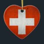 Ornamento De Cerâmica Bandeira artística da suiça do Grunge do vintage<br><div class="desc">Design da bandeira da suiça do Grunge do vintage---Digitas manipuladas.</div>