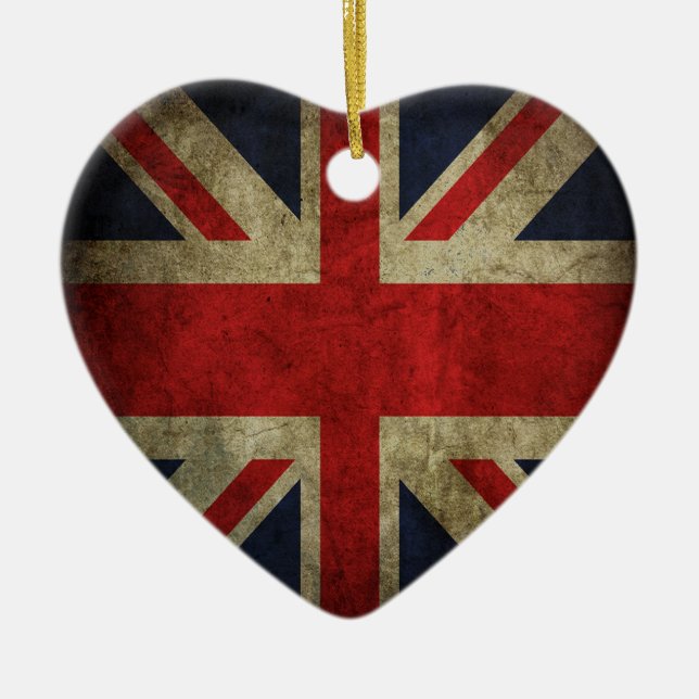 Ornamento De Cerâmica Bandeira britânica antiga Reino Unido de Union (Frente)