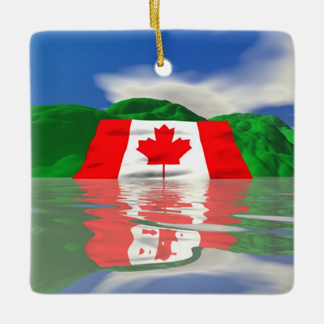 Ornamento De Cerâmica Bandeira canadense (Frente)