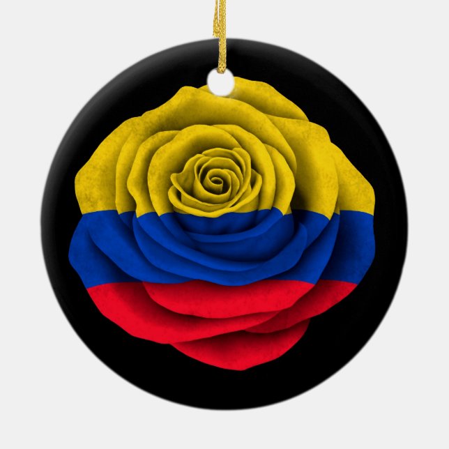 Ornamento De Cerâmica Bandeira cor-de-rosa colombiana no preto (Traseira)