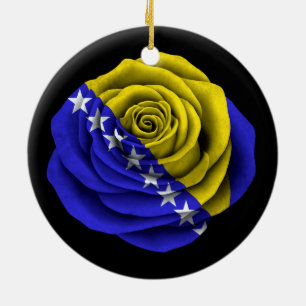 Ornamento De Cerâmica Bandeira cor-de-rosa de Bósnia - de Herzegovina n