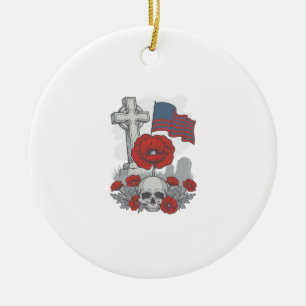 Ornamento De Cerâmica Bandeira Cruz da Papoula Memorial Ilustração Vinta