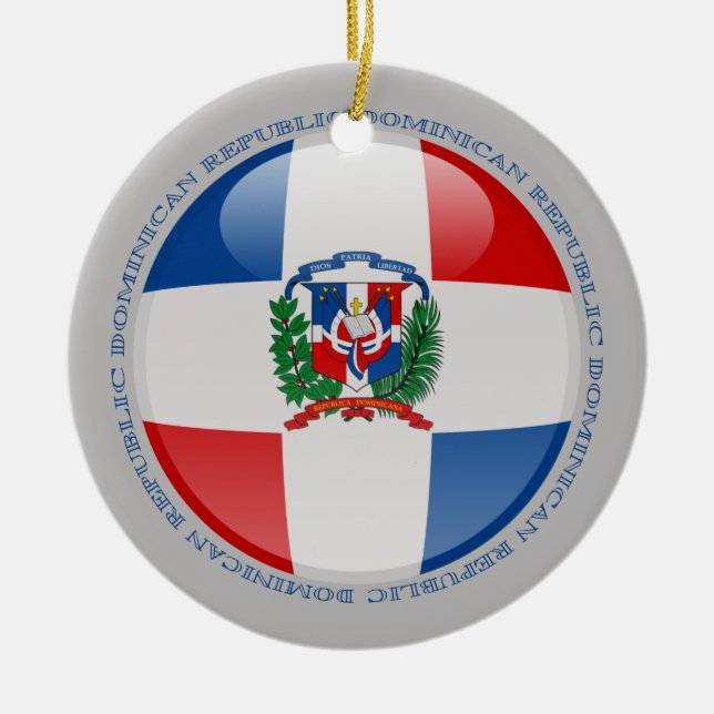 Ornamento De Cerâmica Bandeira da bolha da República Dominicana (Frente)