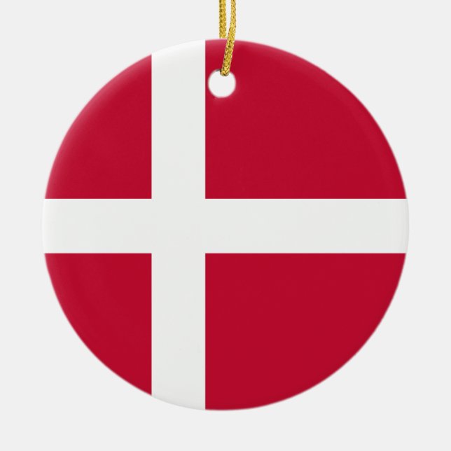 Ornamento De Cerâmica Bandeira da Dinamarca (Frente)