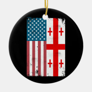 Ornamento De Cerâmica Bandeira da Geórgia Americana País da Geórgia