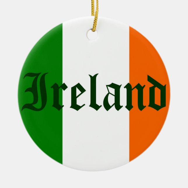 Ornamento De Cerâmica Bandeira da Irlanda (Frente)