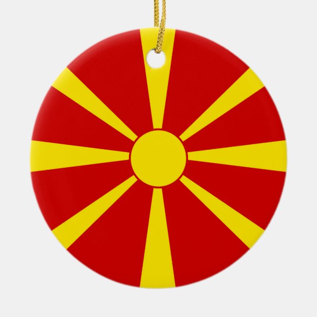 Ornamento De Cerâmica Bandeira da Macedônia do Norte (Frente)