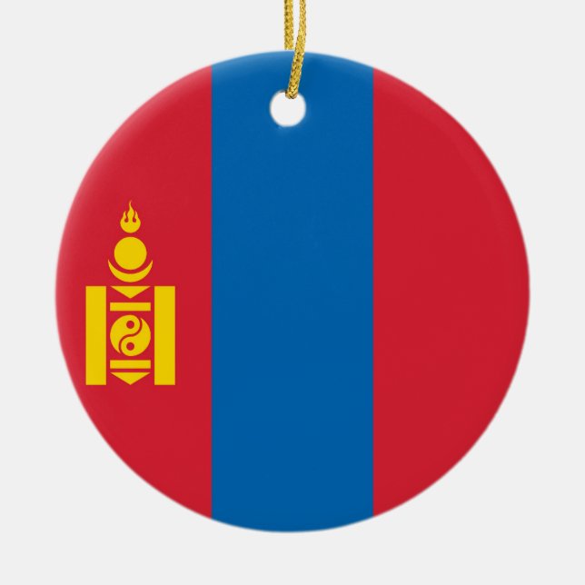 Ornamento De Cerâmica Bandeira da Mongólia (Frente)