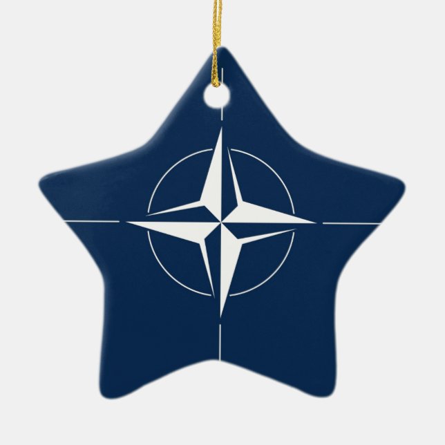 Ornamento De Cerâmica Bandeira da NATO (Frente)