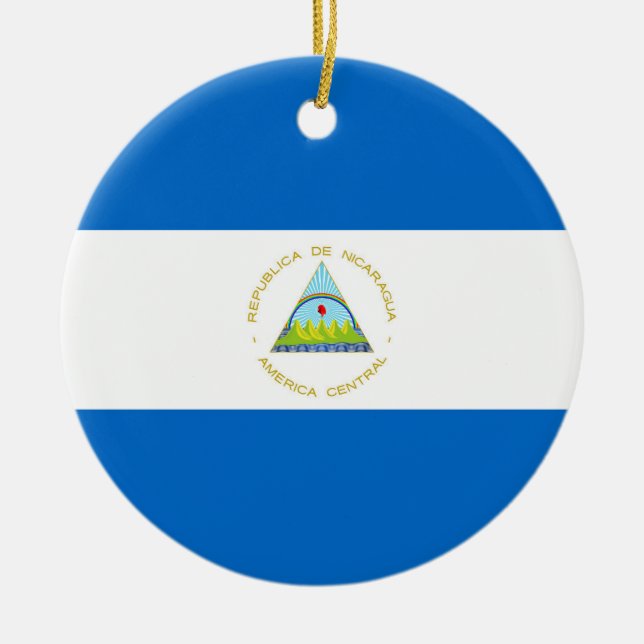 Ornamento De Cerâmica Bandeira da Nicarágua (Frente)