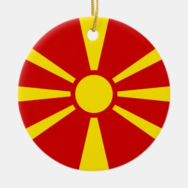 Ornamento De Cerâmica Bandeira da República da Macedônia (Frente)
