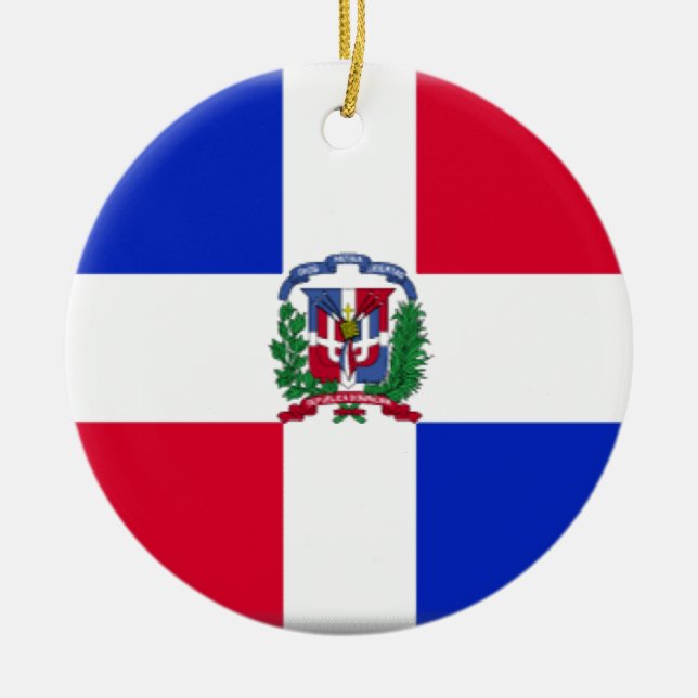 Ornamento De Cerâmica Bandeira da República Dominicana (Frente)