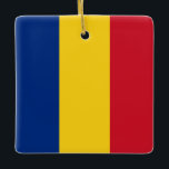 Ornamento De Cerâmica Bandeira da Romênia (romena)<br><div class="desc">Produtos de Sinalizador Mundial Personalizáveis - Sinta-se livre para adicionar seu próprio texto.</div>