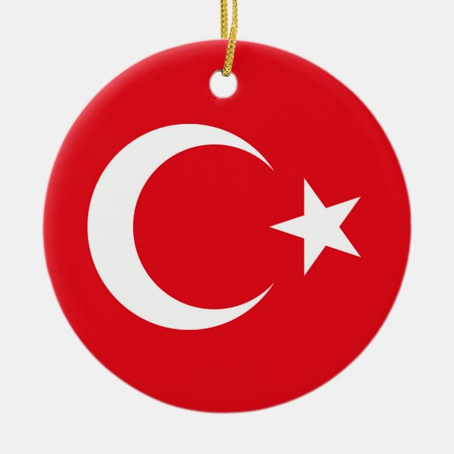 Ornamento De Cerâmica Bandeira da Turquia (Frente)