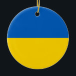 Ornamento De Cerâmica Bandeira da Ucrânia<br><div class="desc">Bandeira da Ucrânia Estamos com a Ucrânia. Apoiamos a Ucrânia. Paz na Ucrânia. Ajude a Ucrânia. К и ї в,  У к р а ї н em а,  em П,  em р,  em а,  em п,  em о,  em р,  em У,  em Kiev, </div>