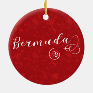 Ornamento De Cerâmica Bandeira Das Bermudas Num Coração