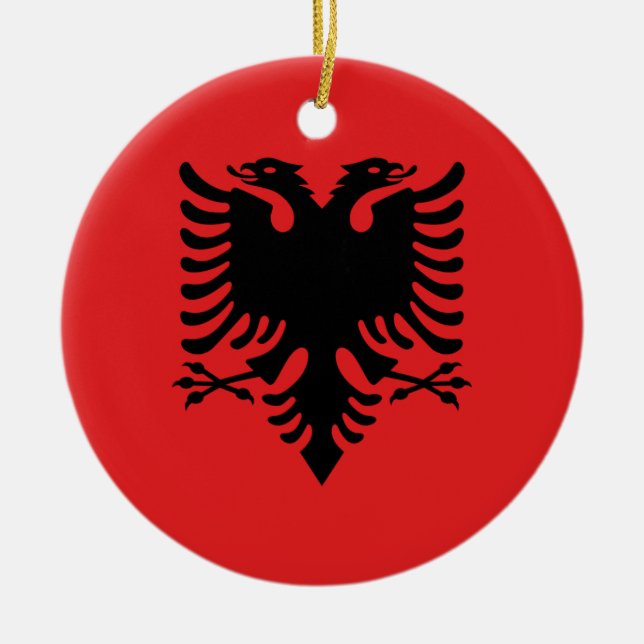 Ornamento De Cerâmica Bandeira de Albânia - Flamuri mim Shqipërisë (Frente)