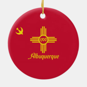 Ornamento De Cerâmica Bandeira de Albuquerque (Novo México)