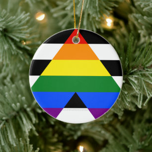 Ornamento De Cerâmica Bandeira de aliado straight da SlipperyJoe lisa ar