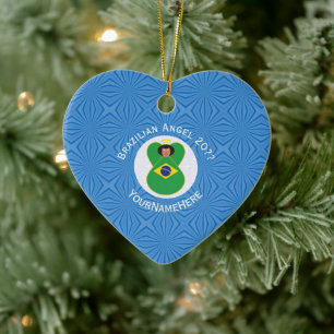 Ornamento De Cerâmica Bandeira de Anjo de Hanukkah Brasileira Personaliz