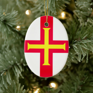 Ornamento De Cerâmica Bandeira de Bailiado de Guernsey (Reino Unido)
