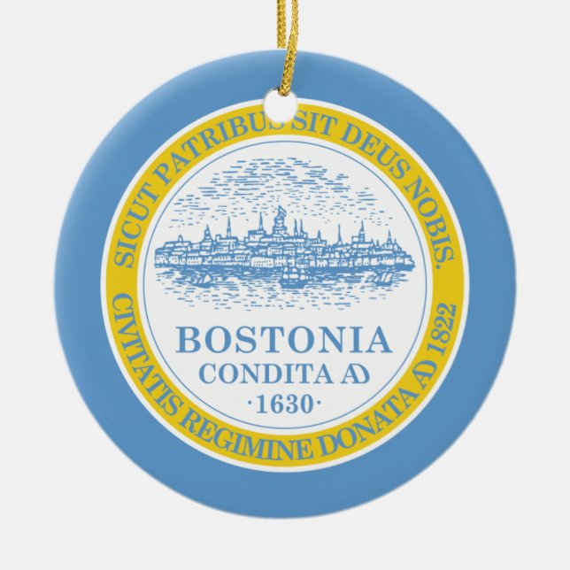 Ornamento De Cerâmica Bandeira de Boston (Frente)