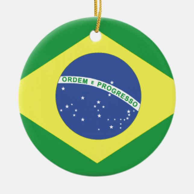 Ornamento De Cerâmica Bandeira de Brasil (Frente)
