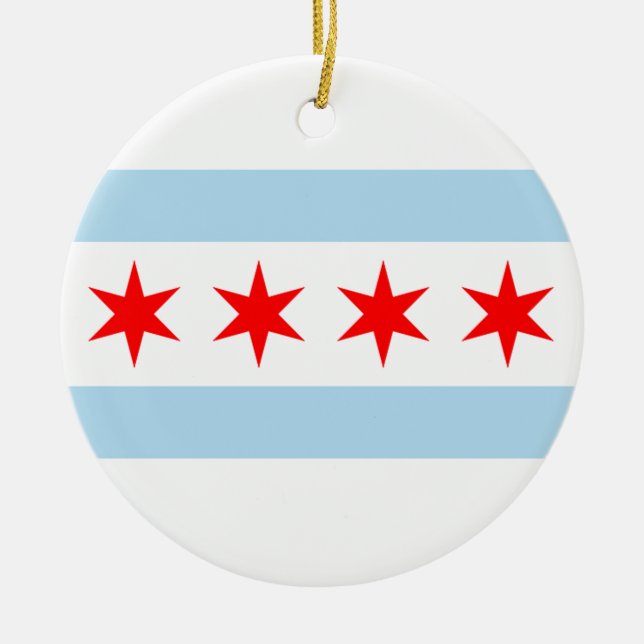Ornamento De Cerâmica Bandeira de Chicago (Frente)