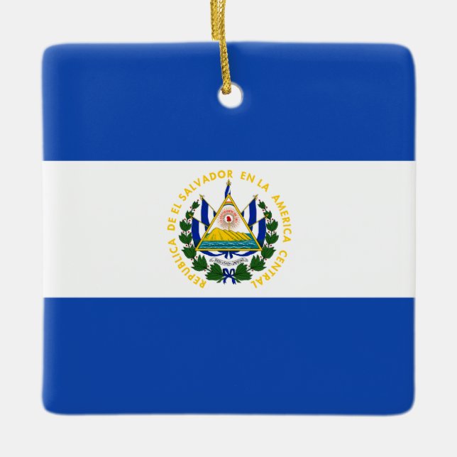 Ornamento De Cerâmica Bandeira de El Salvador (Frente)