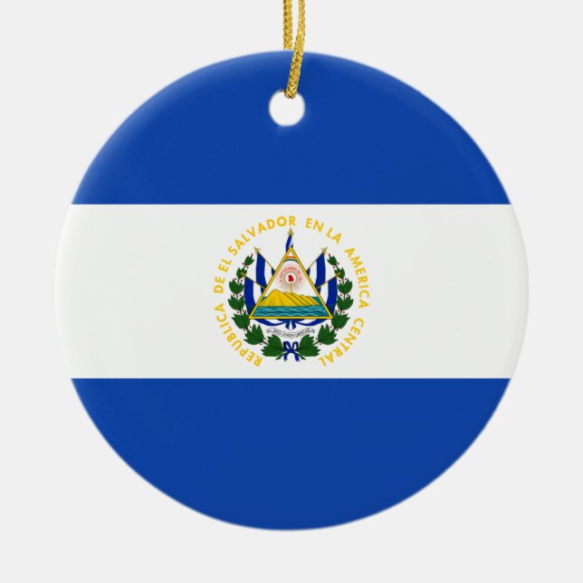 Ornamento De Cerâmica Bandeira de El Salvador (Frente)