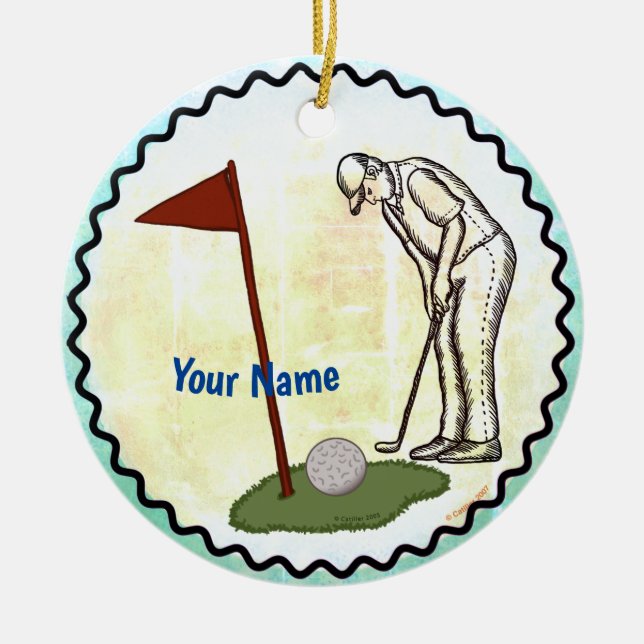 Ornamento De Cerâmica Bandeira de golfe golfe (Frente)