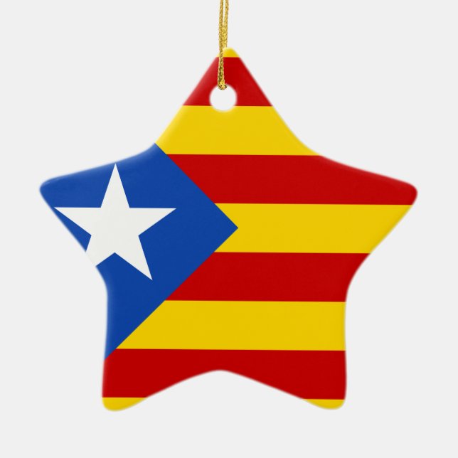 Ornamento De Cerâmica Bandeira de Independência Catalã "L'Estelada Blava (Frente)