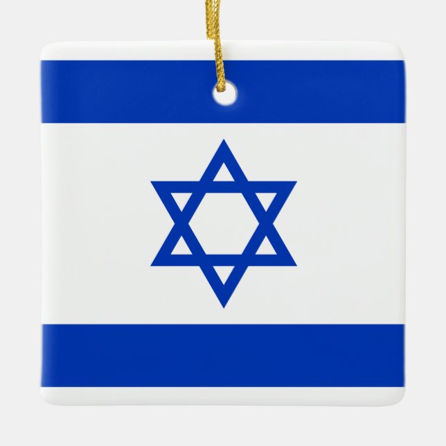 Ornamento De Cerâmica Bandeira de Israel (Frente)