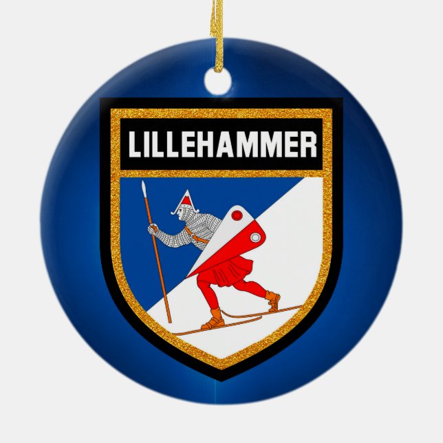 Ornamento De Cerâmica Bandeira de Lillehammer (Traseira)