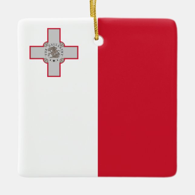 Ornamento De Cerâmica Bandeira de Malta (maltês) (Frente)