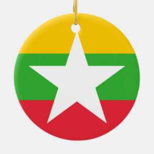 Ornamento De Cerâmica Bandeira de Mianmar (Birmânia)