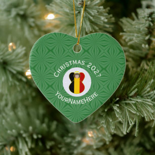 Ornamento De Cerâmica Bandeira de Natal do Anjo Belga Personalizada