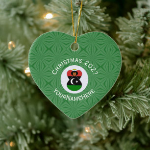 Ornamento De Cerâmica Bandeira de Natal do Anjo Líbio Personalizada