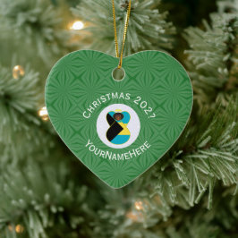 Ornamento De Cerâmica Bandeira de Natal do Anjo Negro das Bahamas Person