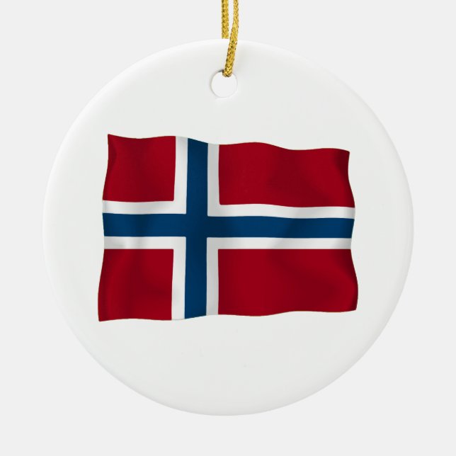 Ornamento De Cerâmica Bandeira de Noruega (Frente)