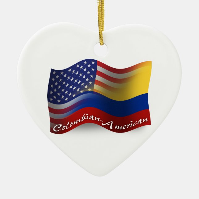 Ornamento De Cerâmica Bandeira de ondulação Colombiano-Americana (Frente)