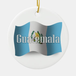 Ornamento De Cerâmica Bandeira de ondulação de Guatemala